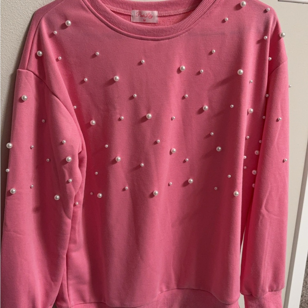 Pink Pearl Embellished Sweatshirt